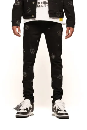 "SHINING SOUL" SKINNY DENIM (JET BLACK)