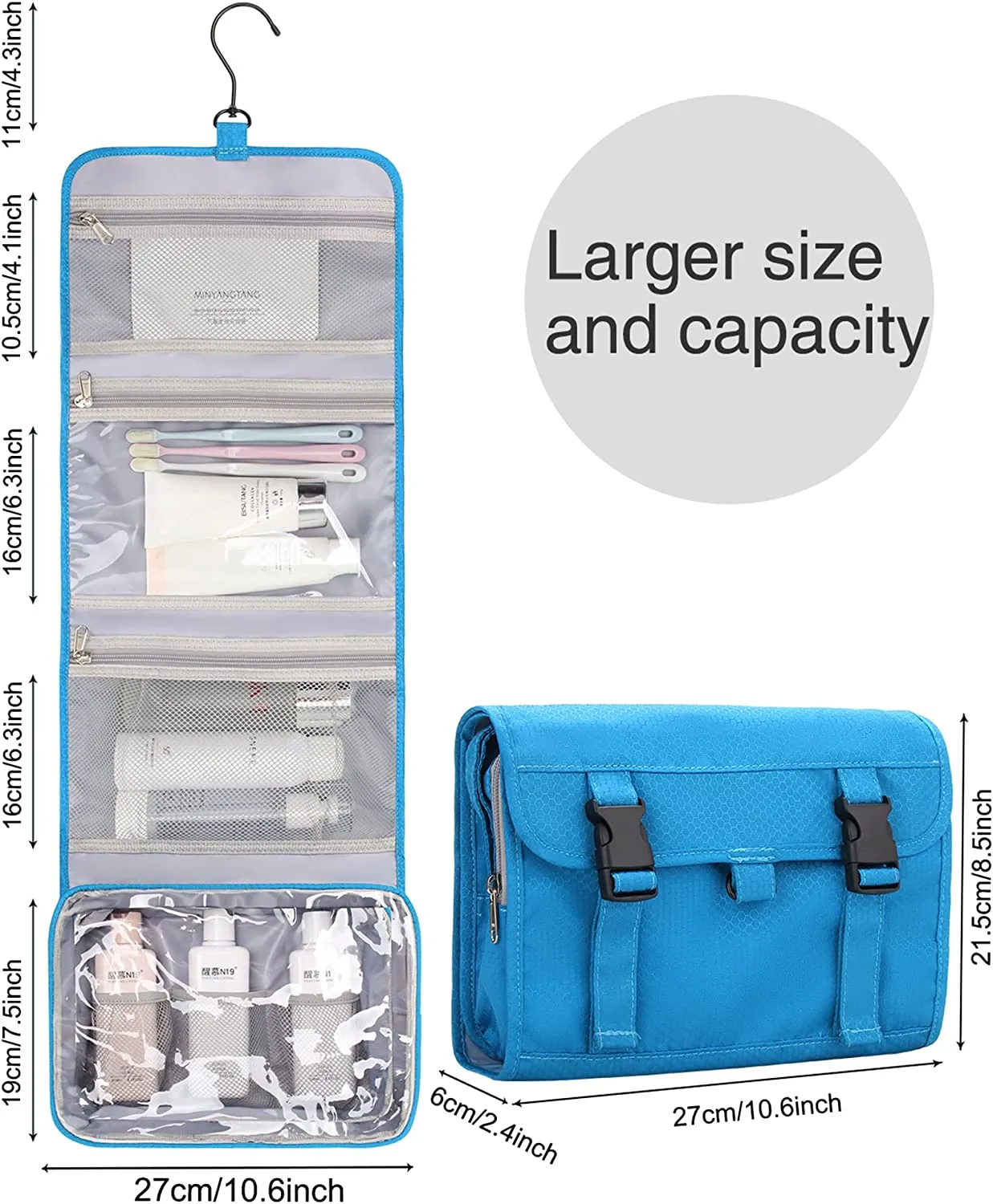 Relavel Travel Hanging Toiletry Bag（Blue）