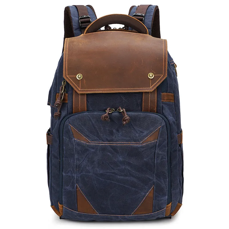 Retro Canvas Multifunctional Practical SLR Camera Backpack Waterproof Notebook Laptop Bag