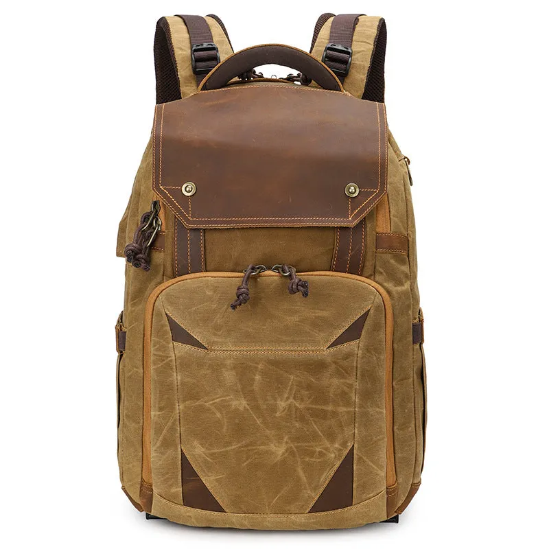 Retro Canvas Multifunctional Practical SLR Camera Backpack Waterproof Notebook Laptop Bag