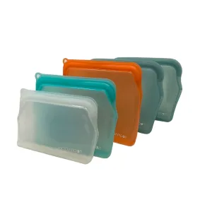 Reusable Silicone Food Bags - Starter Kit - With Blue XL Bags