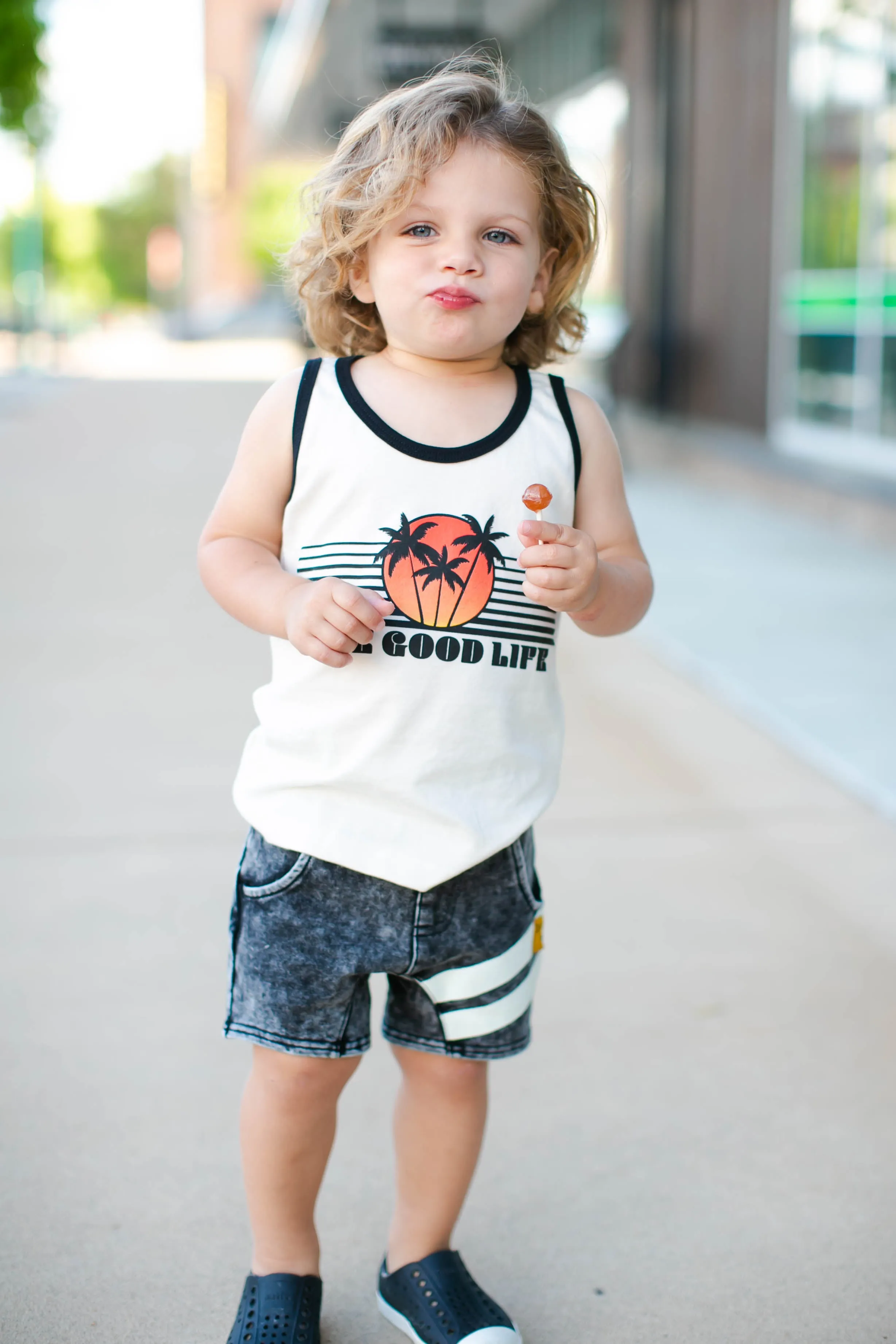 Rock Your Kid - Stripe Shorts in Black Wash