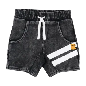 Rock Your Kid - Stripe Shorts in Black Wash