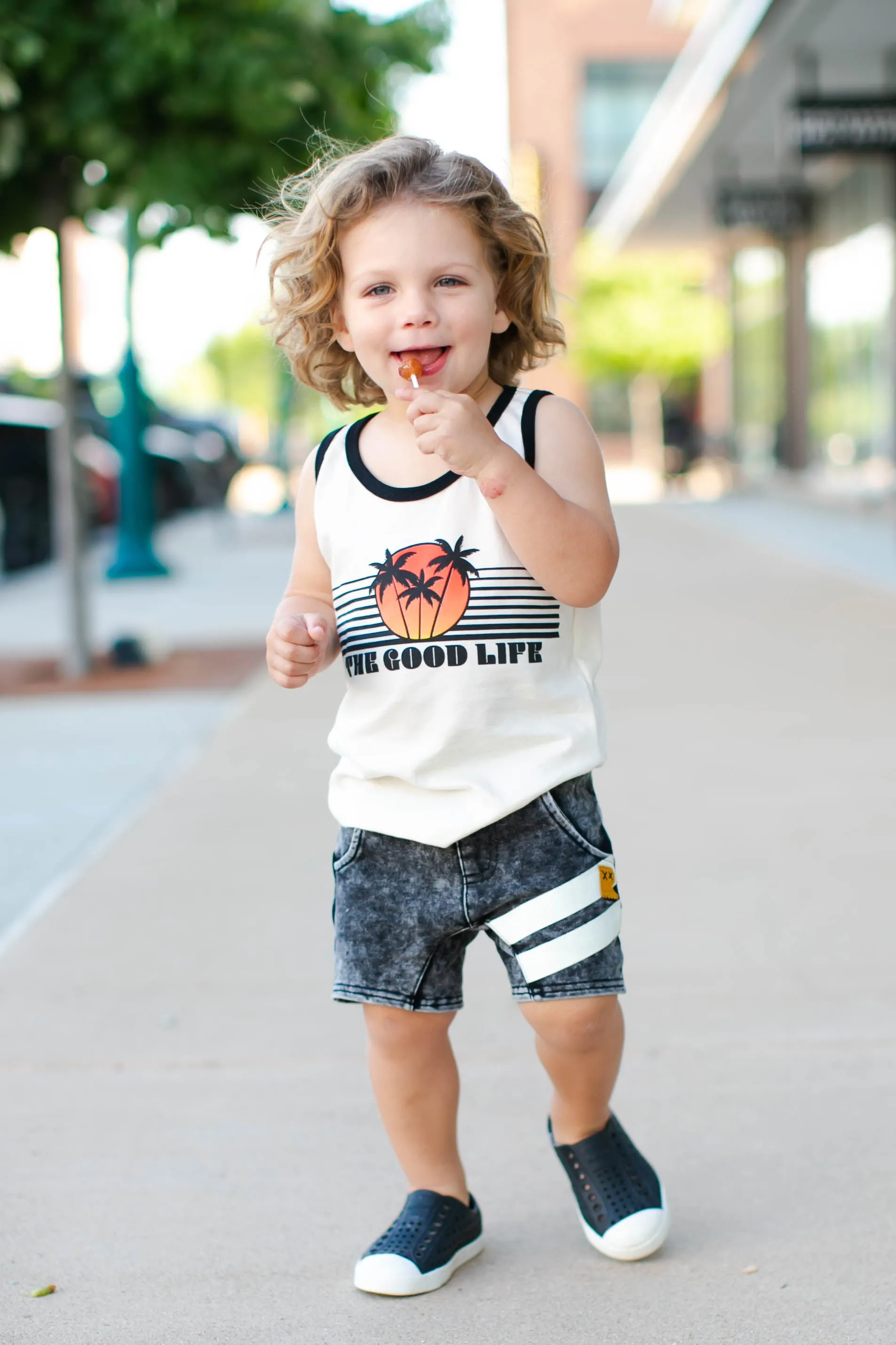 Rock Your Kid - Stripe Shorts in Black Wash