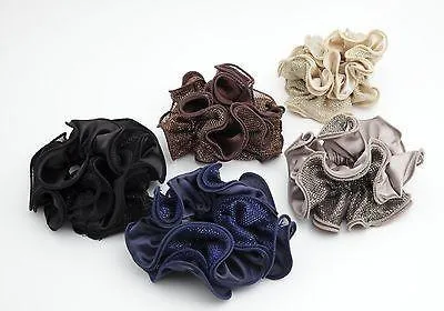 Satin Meshed Fabric Combination Dazzling Ponytail Holder  Elastic Scrunchie