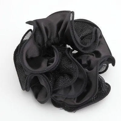 Satin Meshed Fabric Combination Dazzling Ponytail Holder  Elastic Scrunchie