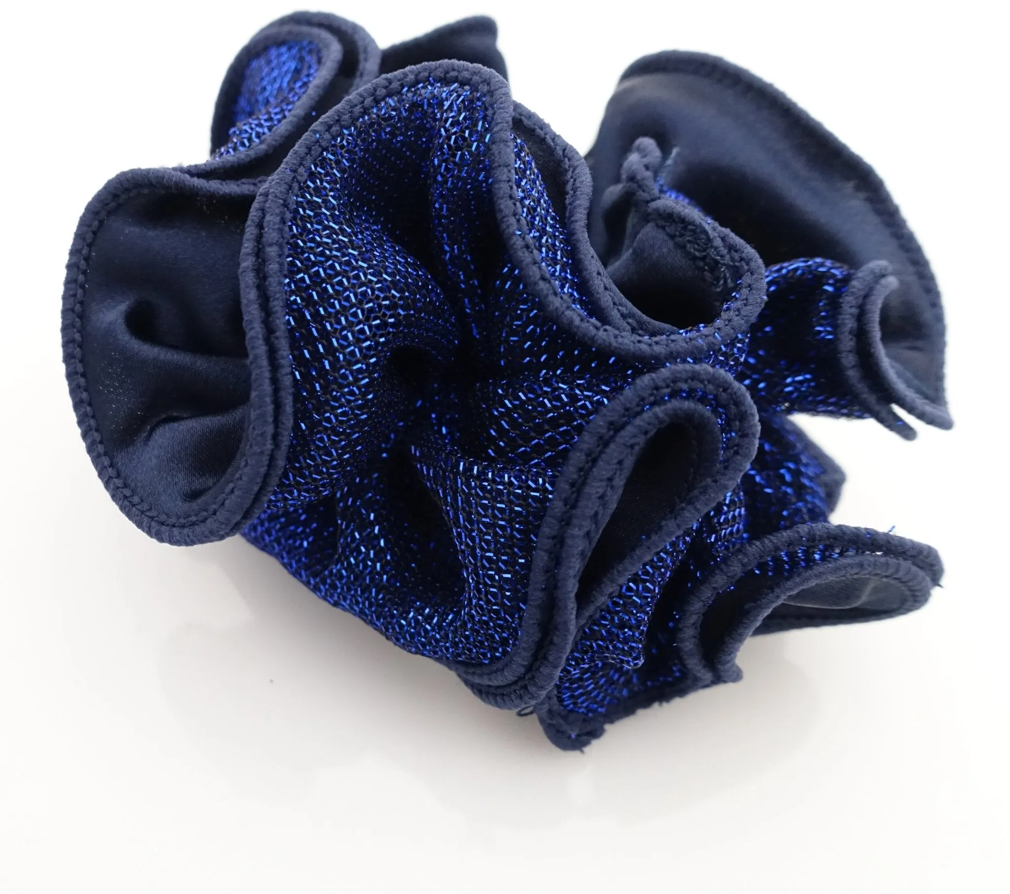 Satin Meshed Fabric Combination Dazzling Ponytail Holder  Elastic Scrunchie