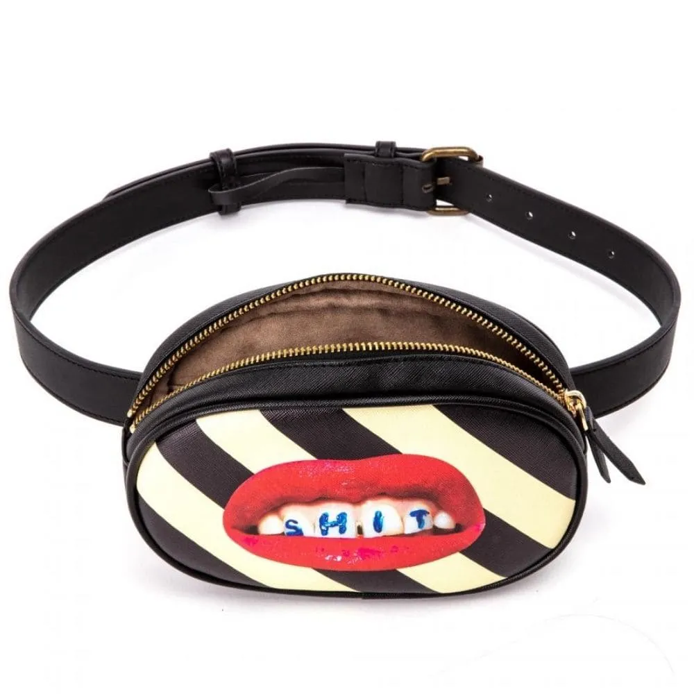 Seletti Toiletpaper Waist Bag Shit Striped