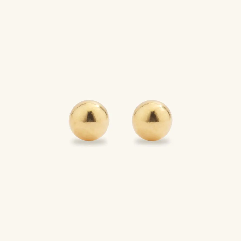 Shining Gold Ball Stud Earrings