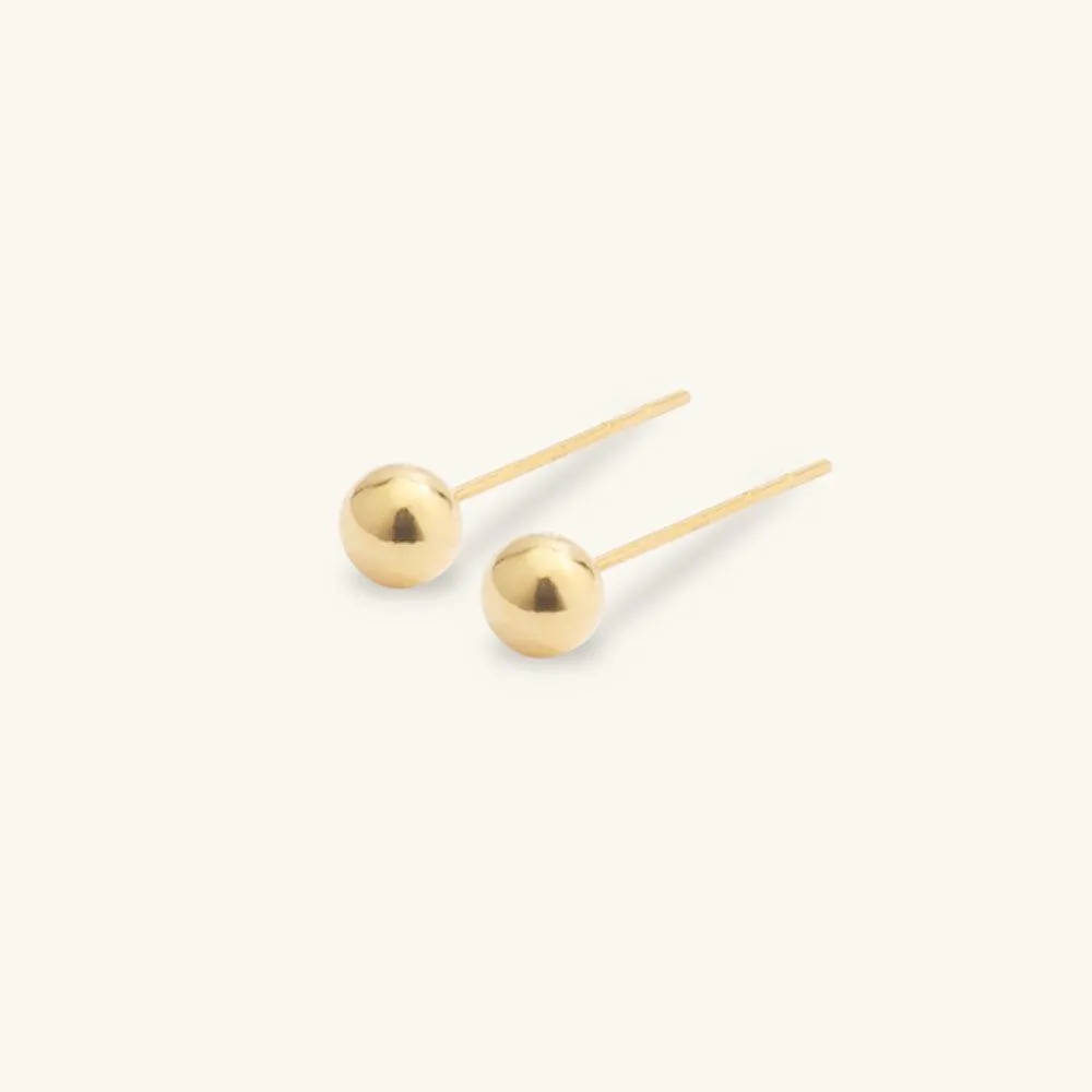 Shining Gold Ball Stud Earrings