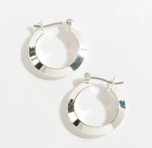 Silver Thick Hoop Earrings