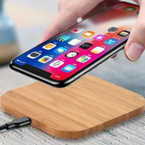 Slim Wood Portable Qi Wireless Charger