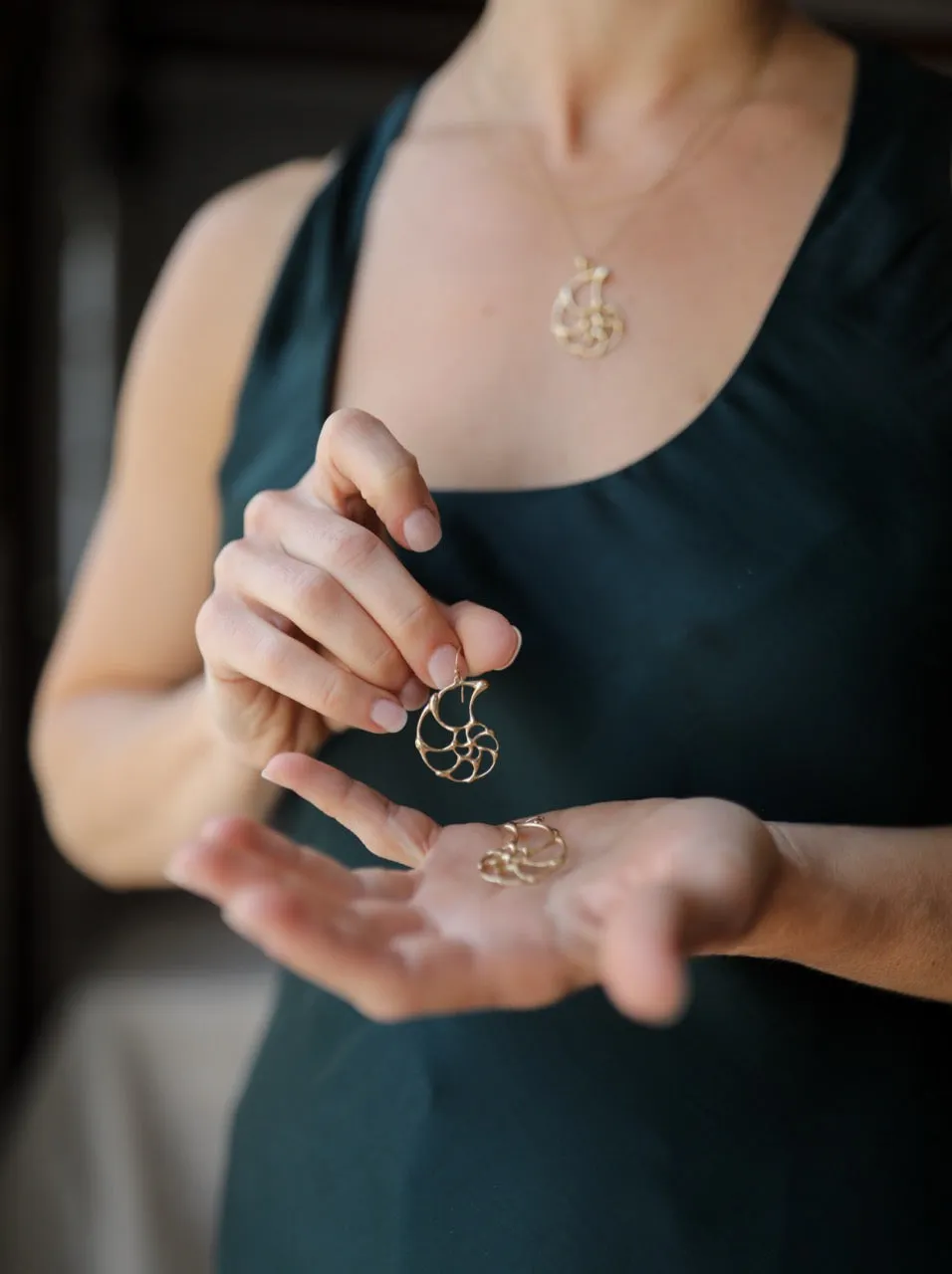 Small Gold Open Ammonite Earrings