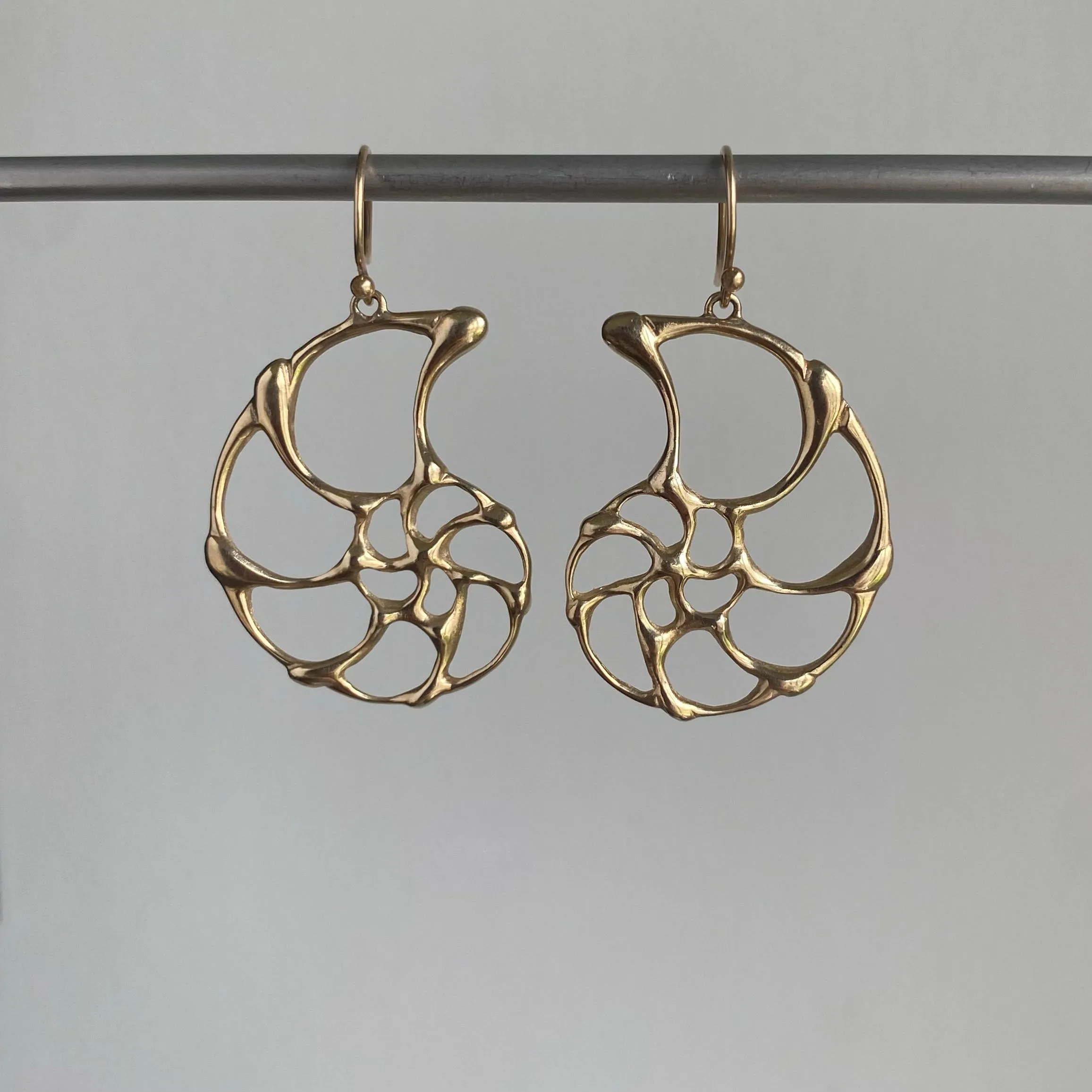 Small Gold Open Ammonite Earrings