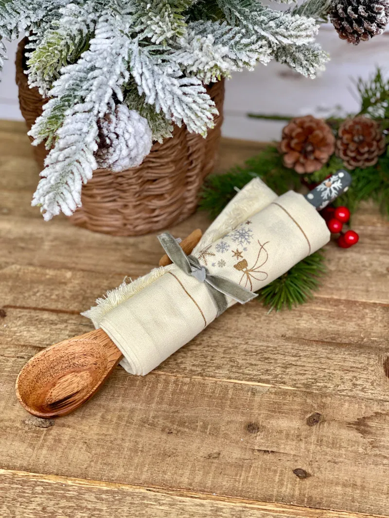 Sparkling Snowflake Towel and Spoon Set