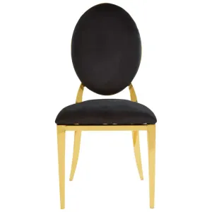 Stackable Black Velvet and Gold Finish Dining Chair