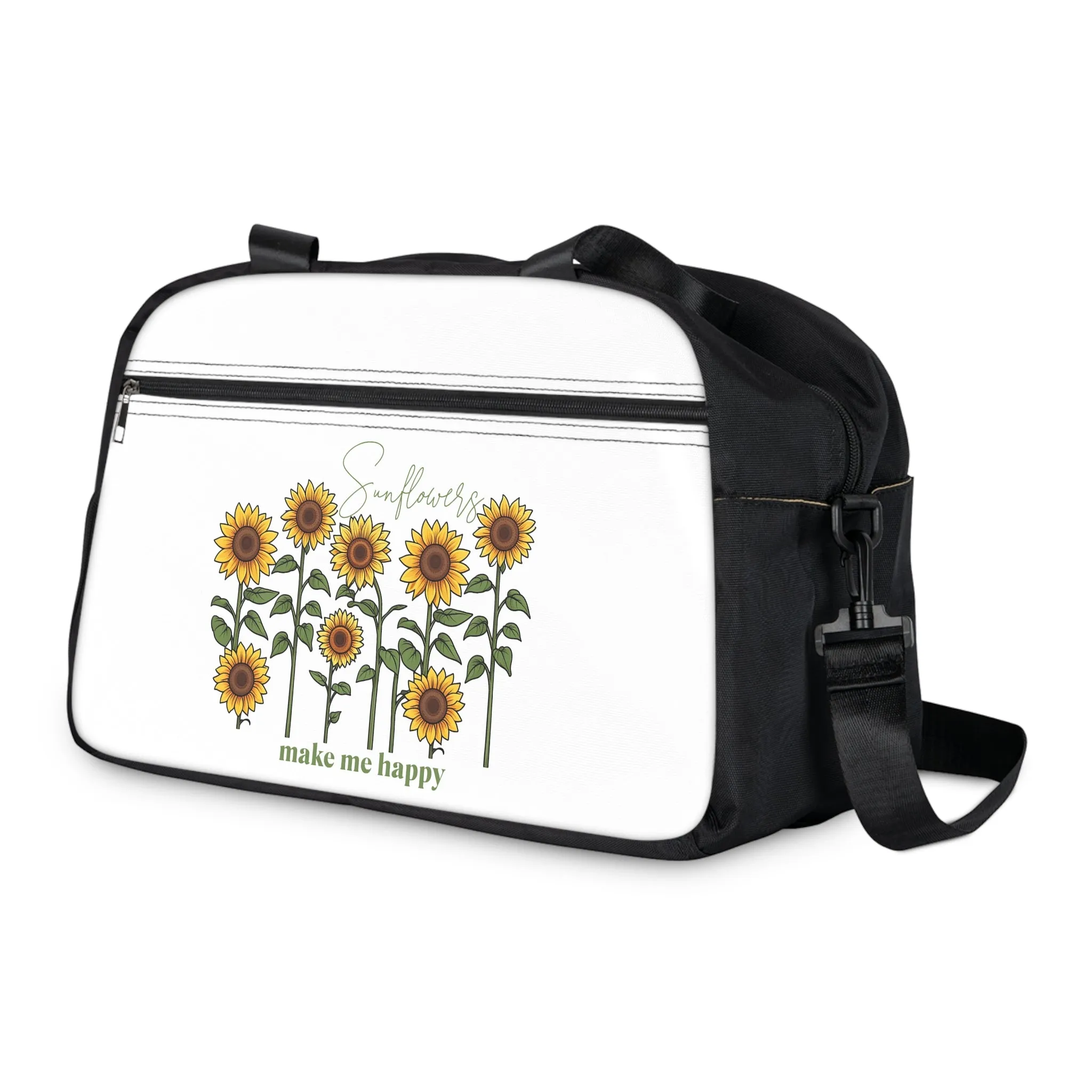 Sunflowers Make Me Happy" fitness bag