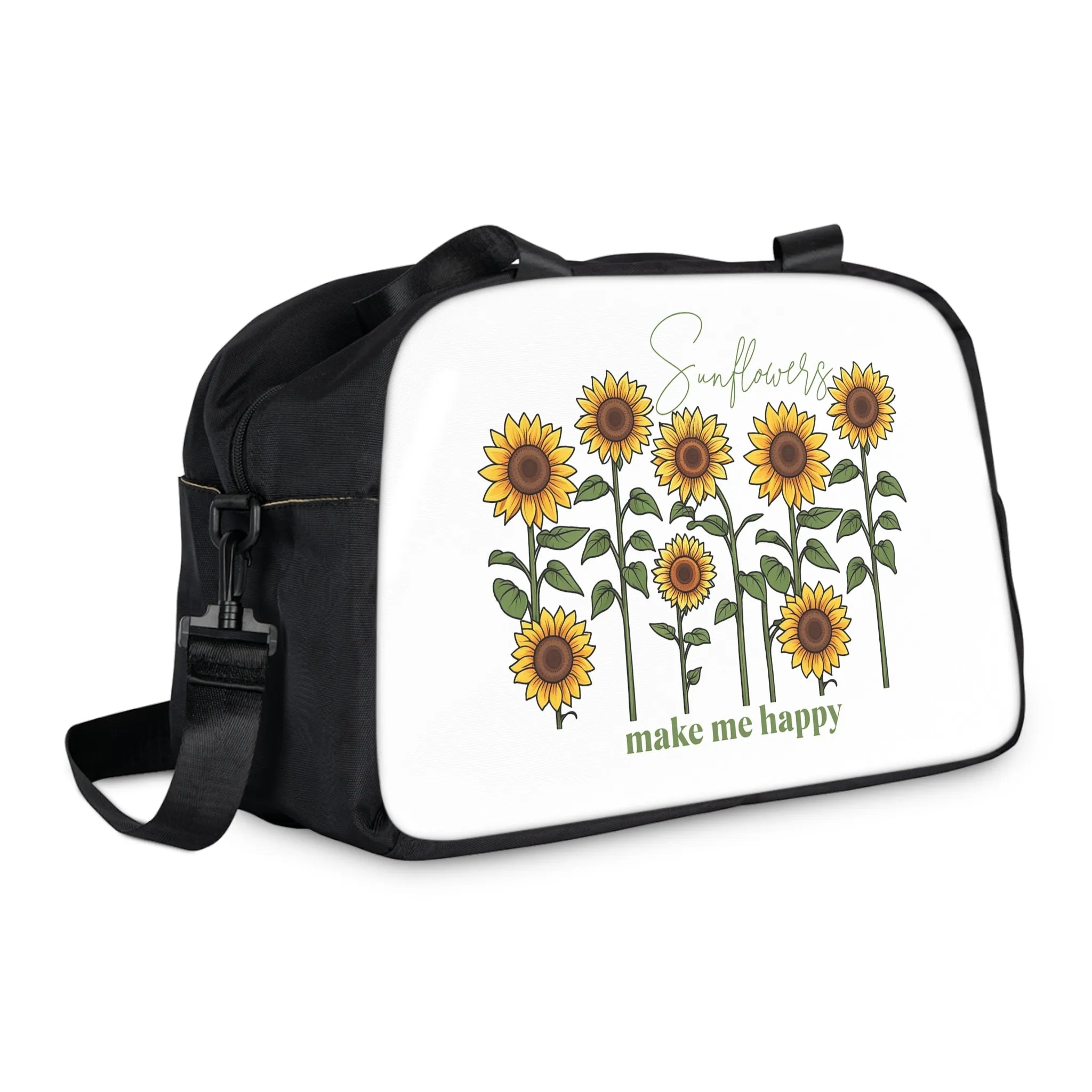 Sunflowers Make Me Happy" fitness bag