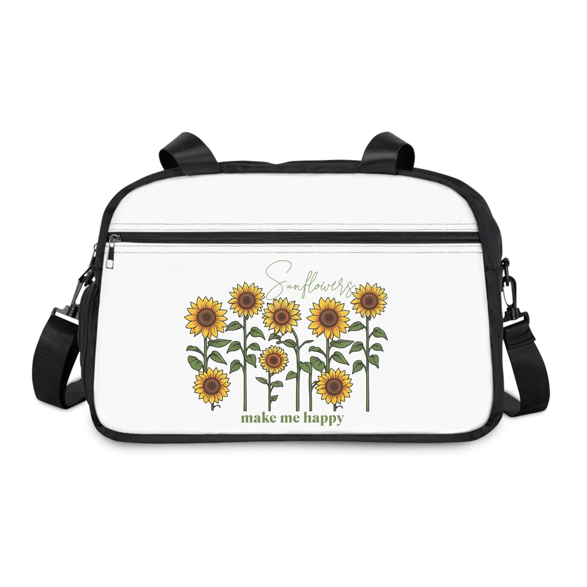 Sunflowers Make Me Happy" fitness bag