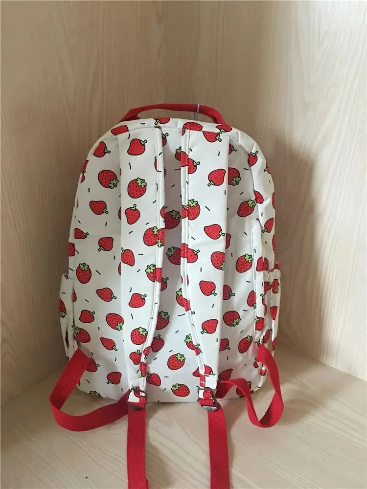 TAVIMART  -  Casual Kawaii Strawberry Print  Backpack Preppy Style Big Capacity Handbag Fashion School Travel Backpack