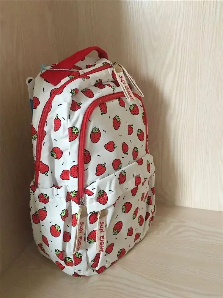 TAVIMART  -  Casual Kawaii Strawberry Print  Backpack Preppy Style Big Capacity Handbag Fashion School Travel Backpack