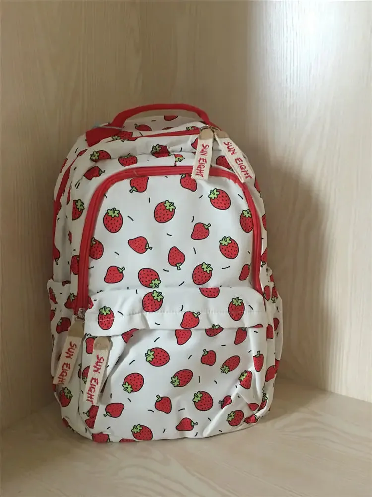 TAVIMART  -  Casual Kawaii Strawberry Print  Backpack Preppy Style Big Capacity Handbag Fashion School Travel Backpack