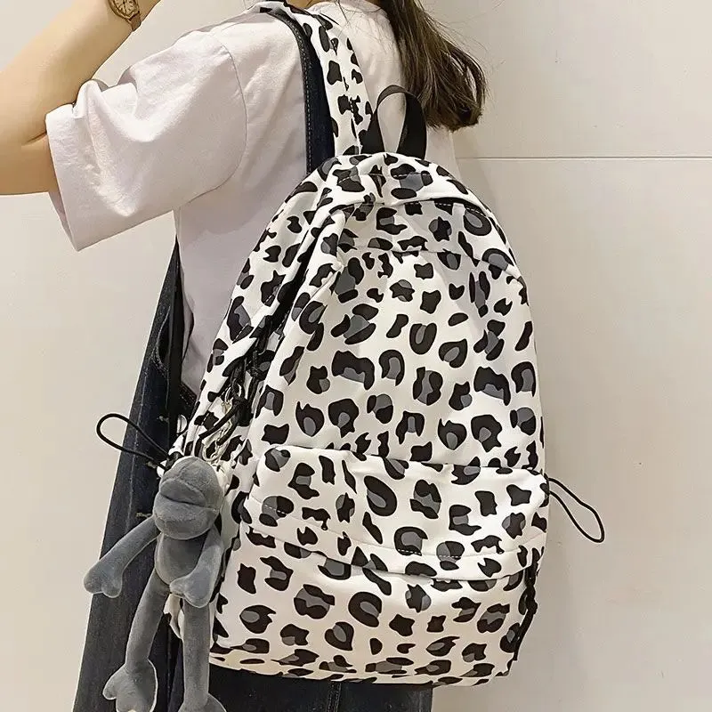 TAVIMART  -  Leopard Print Backpack for Female Korean Casual High School Large Capacity Backpack Students Backpack for College Bags