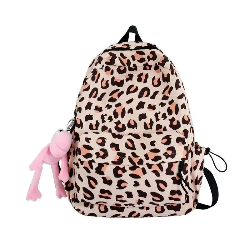 TAVIMART  -  Leopard Print Backpack for Female Korean Casual High School Large Capacity Backpack Students Backpack for College Bags