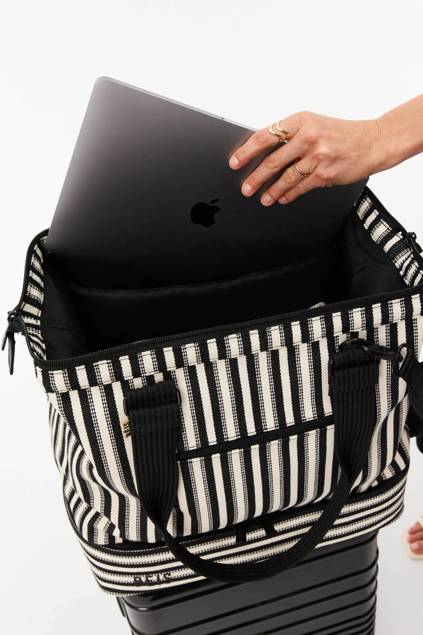 The Mini Weekender in Black Stripe