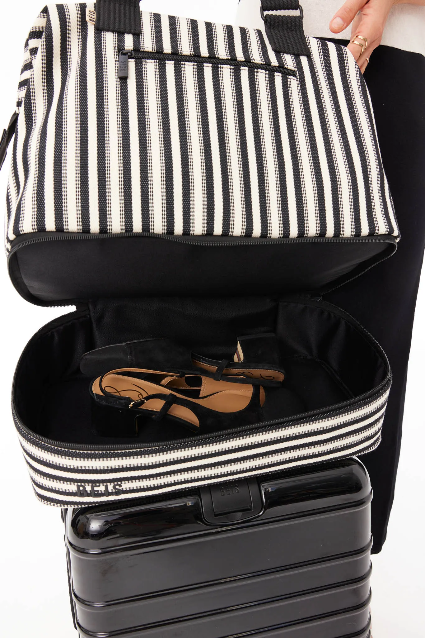 The Mini Weekender in Black Stripe