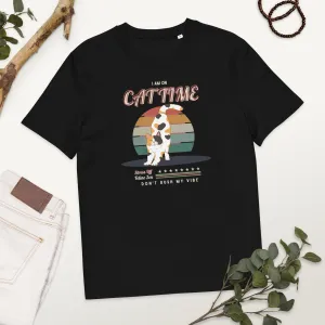 Vegan Organic Vintage Cat Tee - Feline Zen Quote