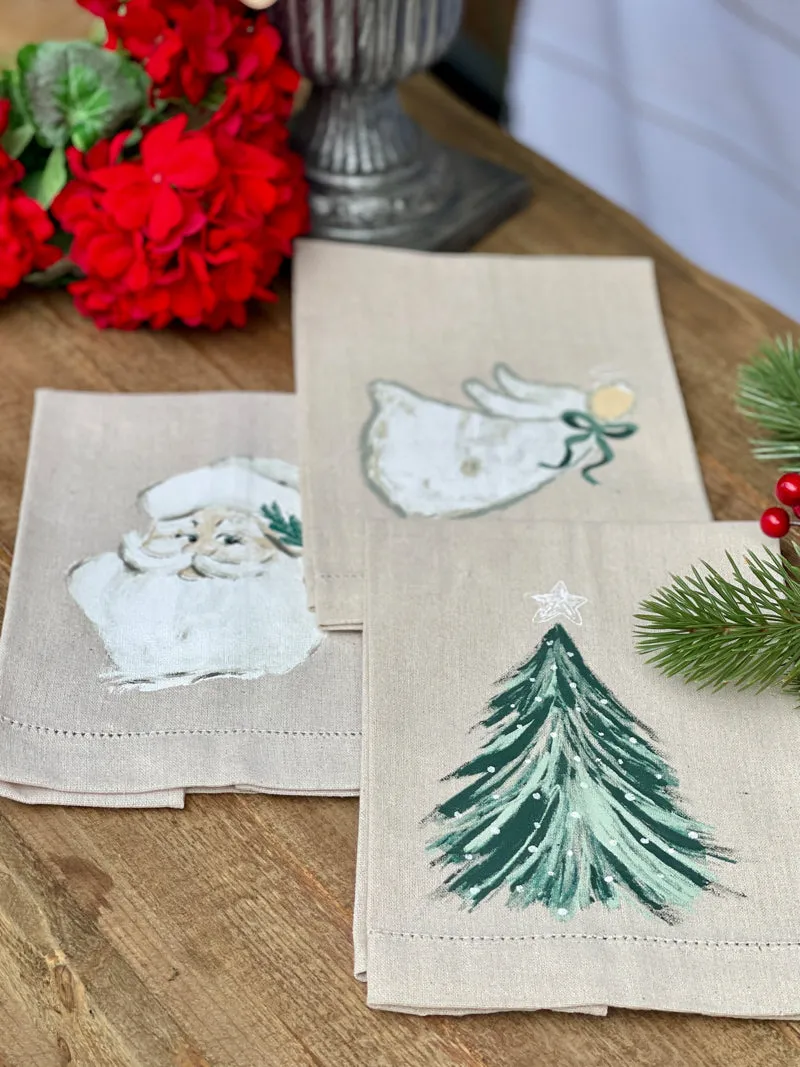 Vintage Style Christmas Painted Towel