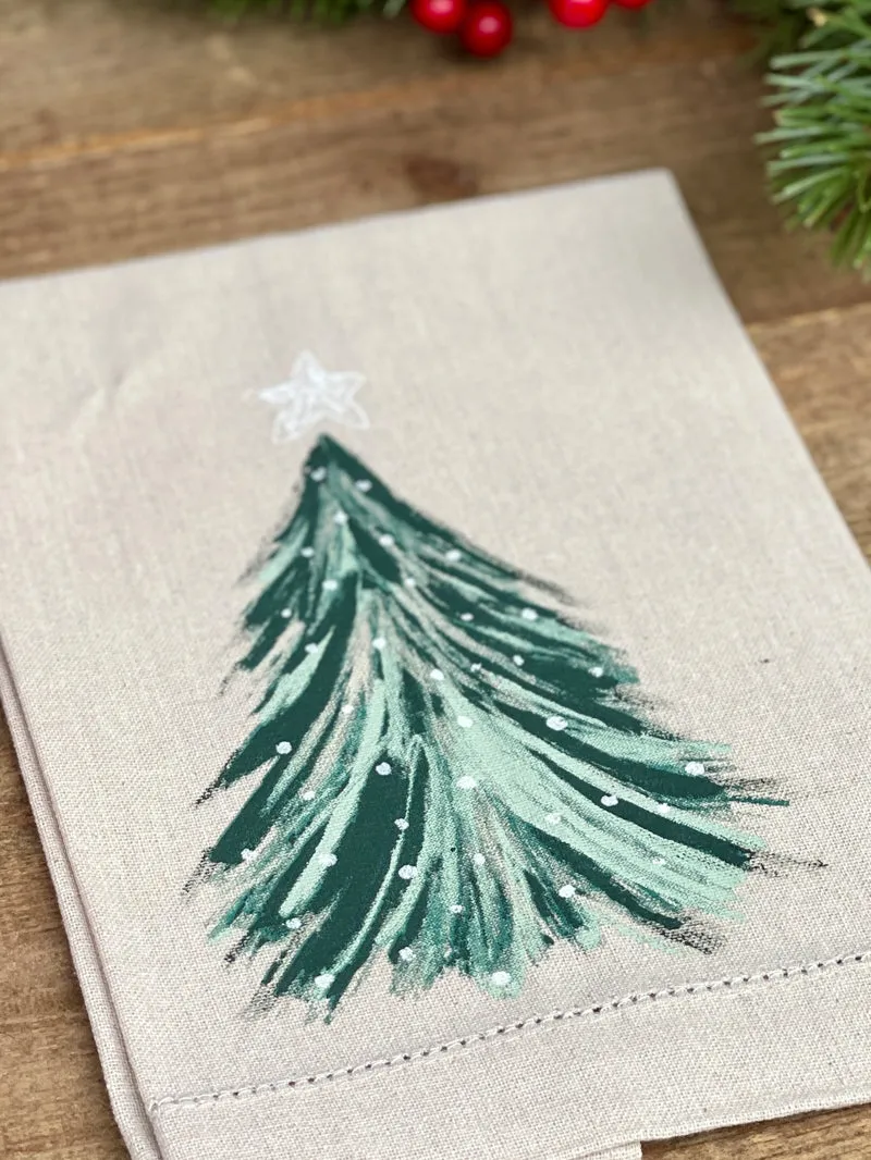 Vintage Style Christmas Painted Towel