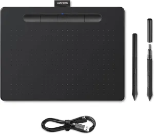 Wacom Intuos M Black with Bluetooth – Drawing Tablet with Pen, Stylus Battery-free & Pressure-sensitive, Compatible with Windows, Mac & Android, Perfect Tablet for Drawing, Graphics or Remote Working