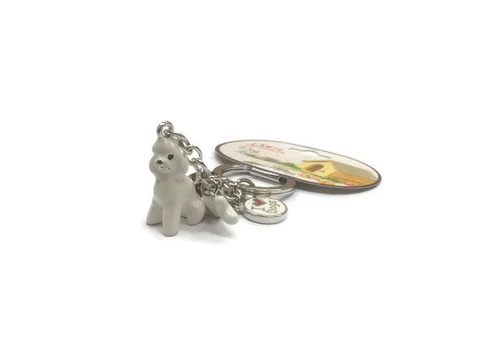 White poodle dog breed 3D keyring pedigree