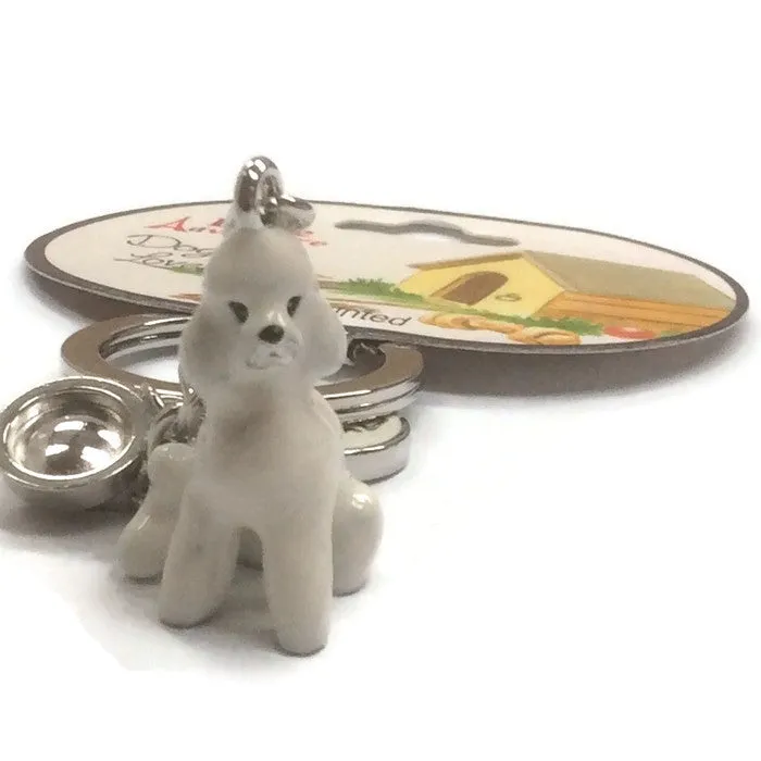 White poodle dog breed 3D keyring pedigree