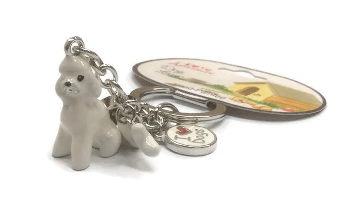 White poodle dog breed 3D keyring pedigree