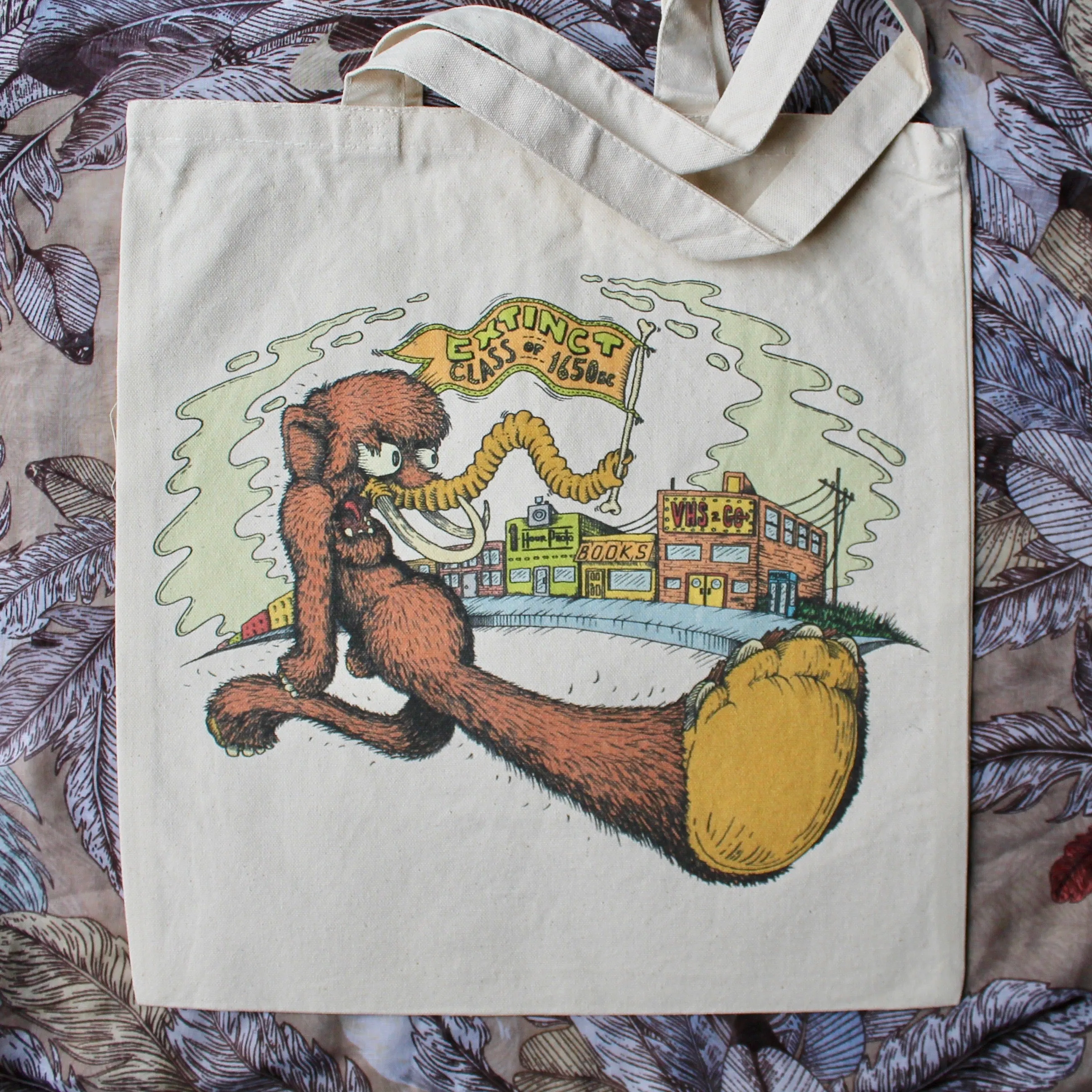 Wooly Mammoth reusable canvas tote bag